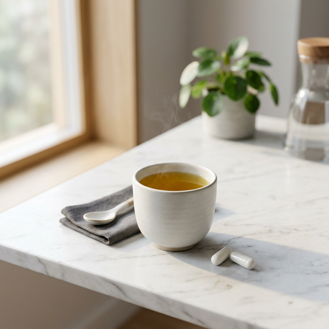 お茶のL-テアニンとカフェインスタック